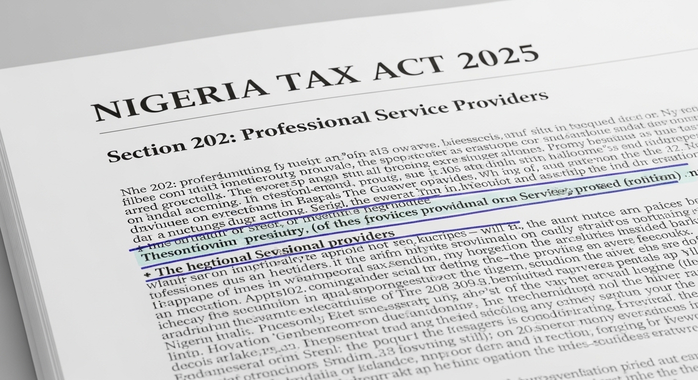 The Categorical Exclusion of Professional Service Providers from “Small Company” Status Under Section 202 of the Nigeria Tax Act, 2025